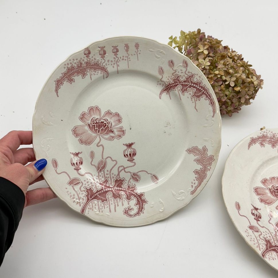 Тарелка Societe Ceramique 1890 гг зарождение Арнуво Maastricht Morphee 25 см Голландия