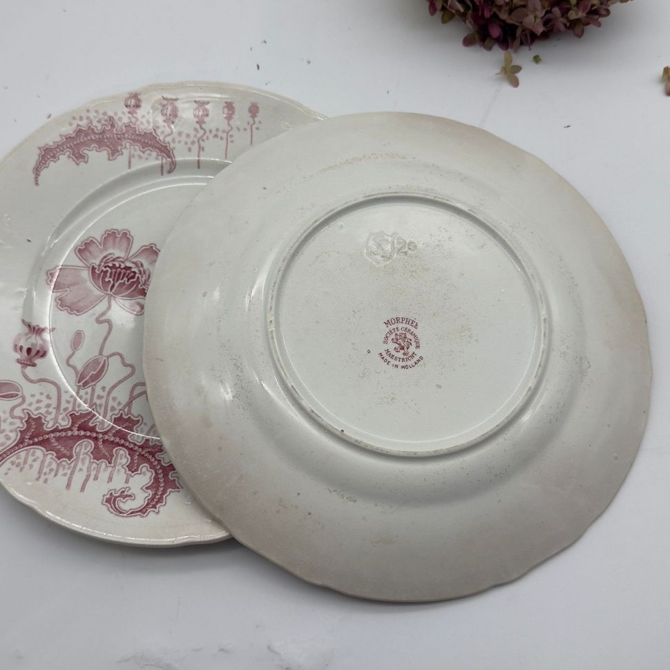 Тарелка Societe Ceramique 1890 гг зарождение Арнуво Maastricht Morphee 25 см Голландия