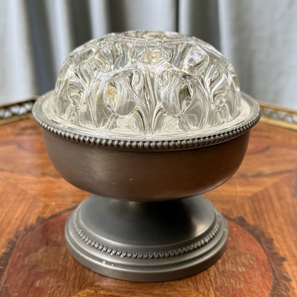 Роузбол с пикфлером 10 см олово стекло Франция 