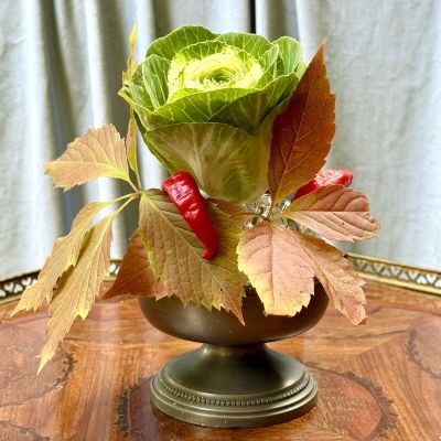 Роузбол с пикфлером 10 см олово стекло Франция 