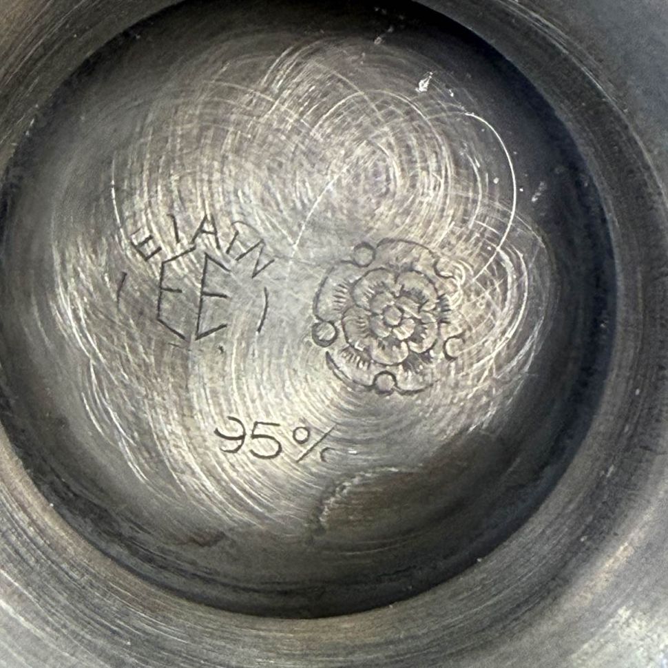 Роузбол с пикфлером 10 см олово стекло Франция 