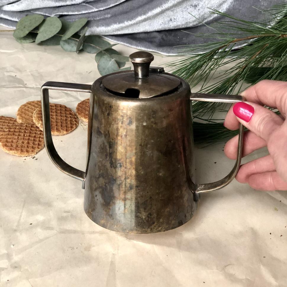 Сахарница с откидывающейся крышкой мельхиор