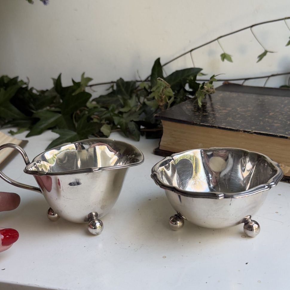 Сахарница и молочник набор 2 предмета серебрение Нидерланды