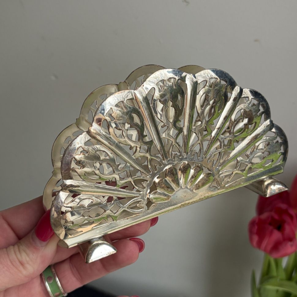 Подставка салфетница ажурная 14 см серебрение