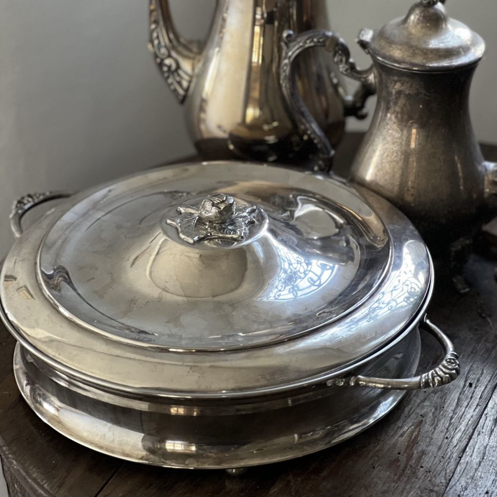 Террин блюдо с крышкой 37 см мельхиор 