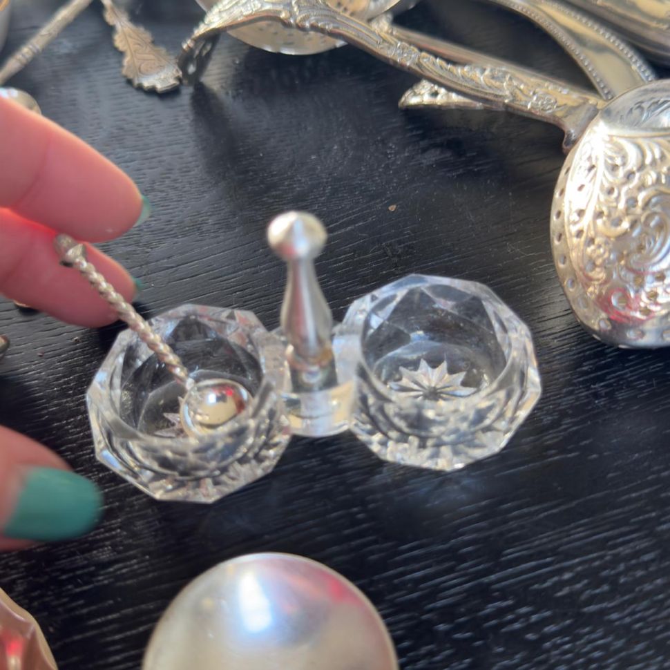 Солонка 8 см хрусталь мельхиор