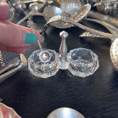 Солонка 8 см хрусталь мельхиор