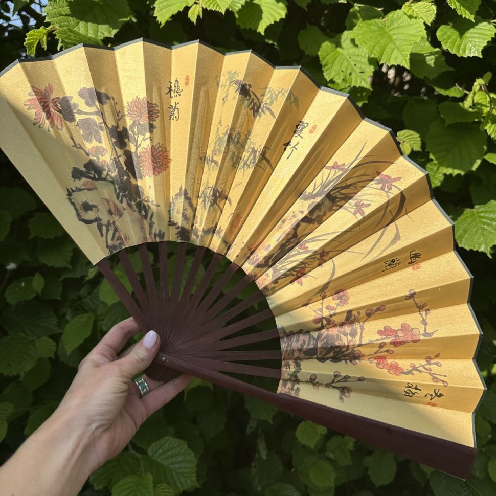 Веер складной Япония 33 см дерево