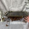 Поднос с ручками на ножках 37х26 см стекло латунь