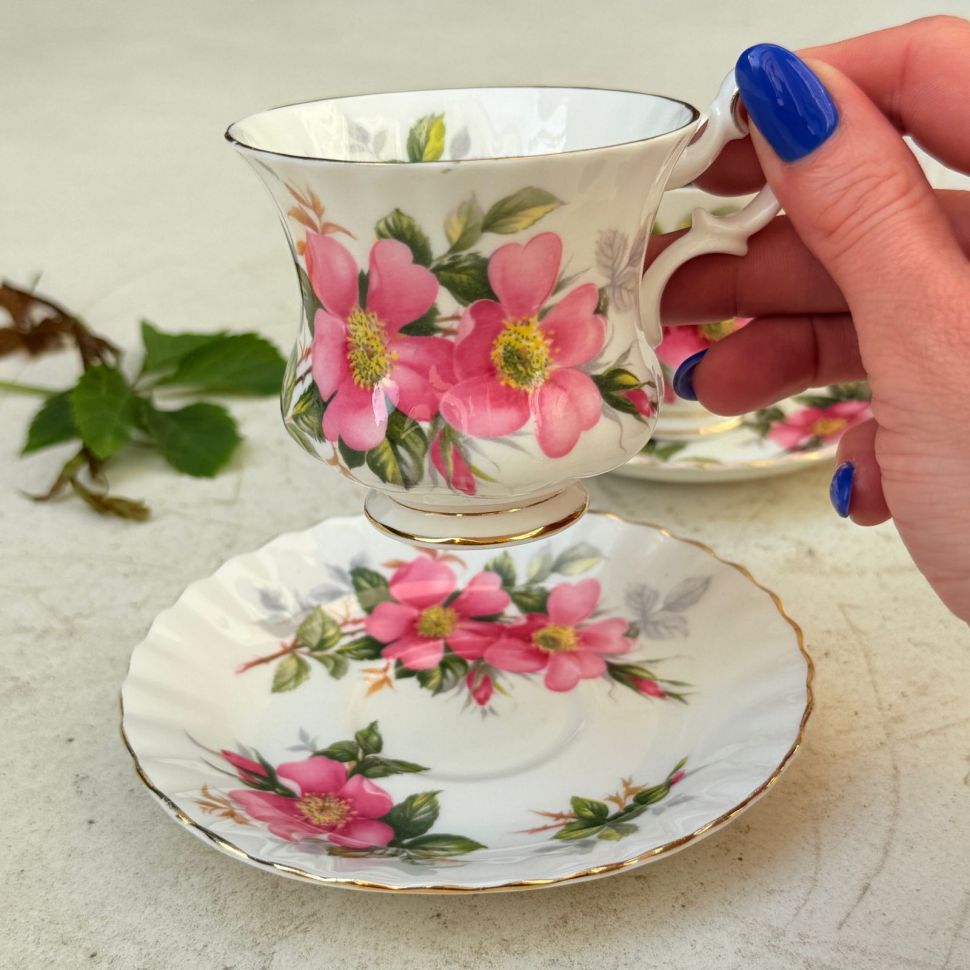 Кофейная пара Royal Albert Prairie Rose 130 мл Англия