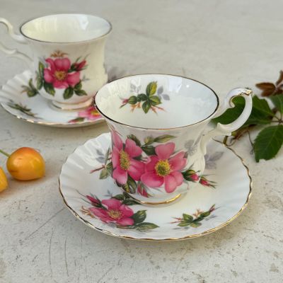 Кофейная пара Royal Albert Prairie Rose 130 мл Англия