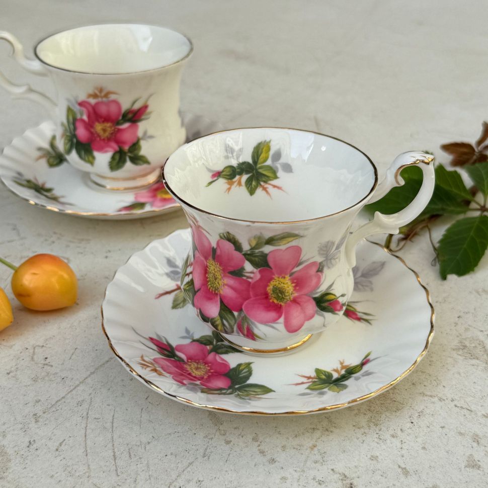 Кофейная пара Royal Albert Prairie Rose 130 мл Англия