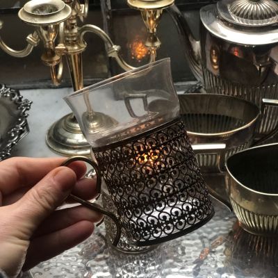 Стакан в металлическом подстаканнике 300 мл стекло