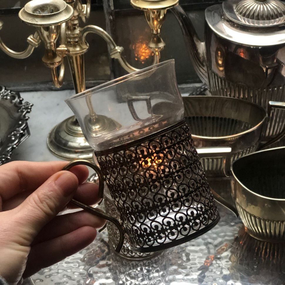 Стакан в металлическом подстаканнике 300 мл стекло