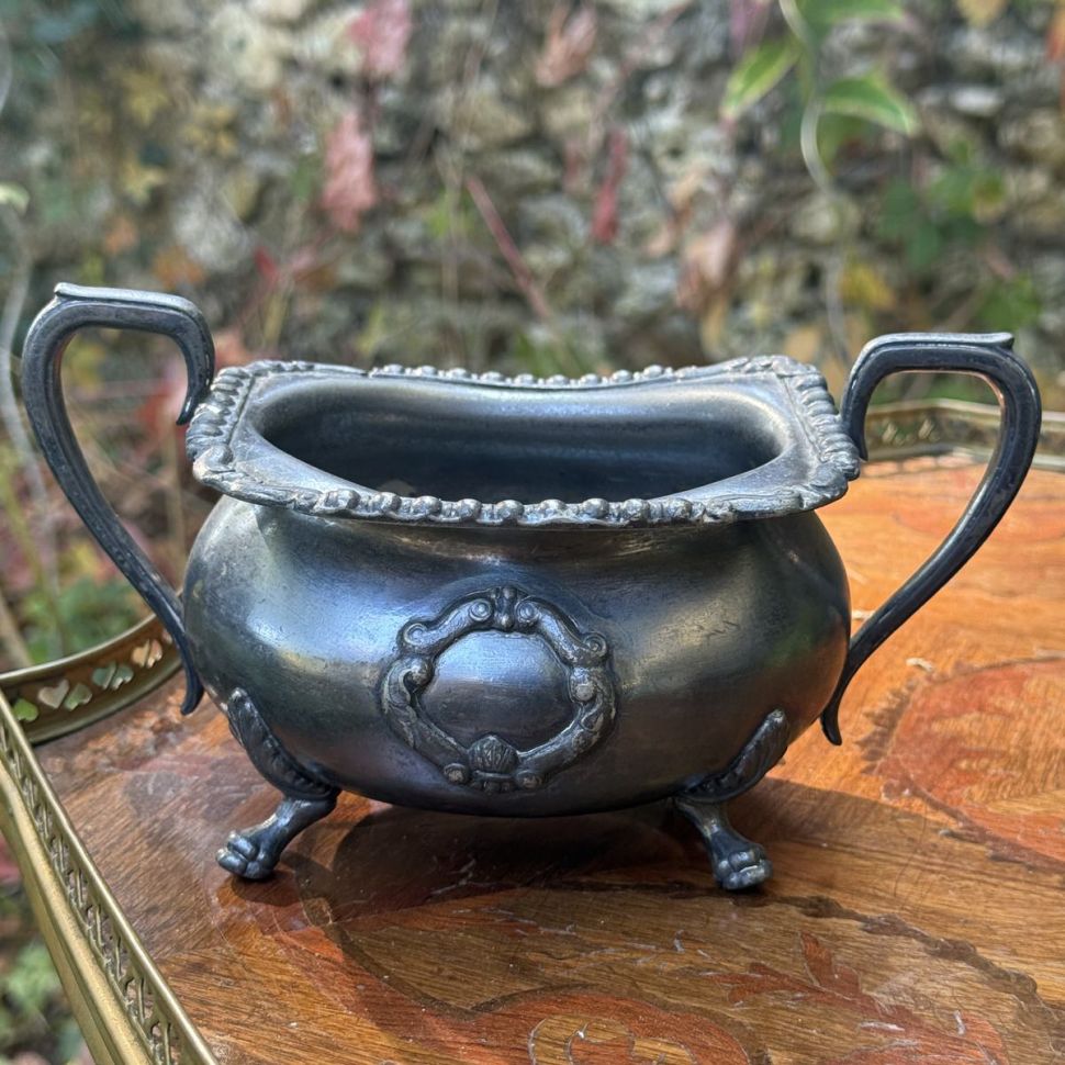 Чайник бульотка сахарница молочник мельхиор набор 3 предмета Англия 