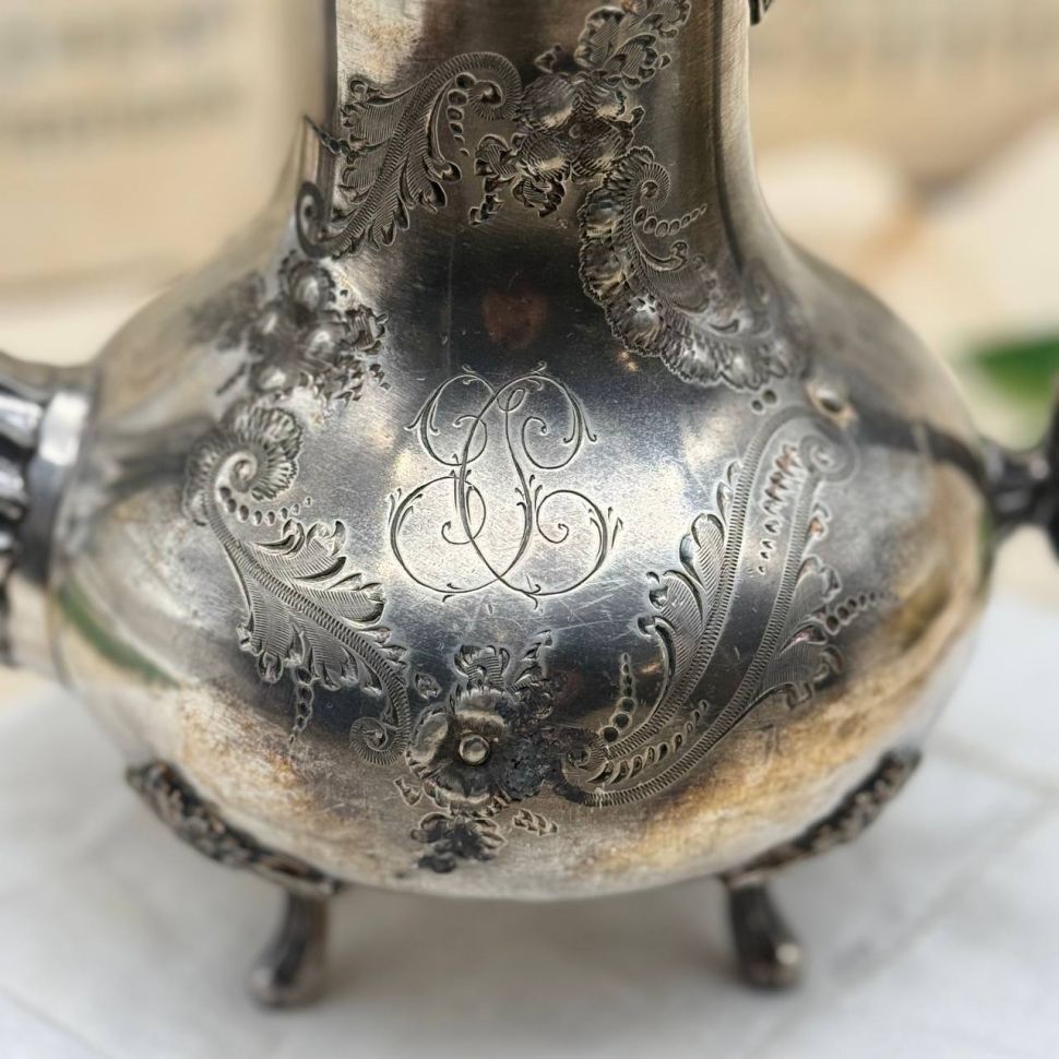 Чайник кофейник Armand Frenais 1,1 л глубокое серебрение Франция 