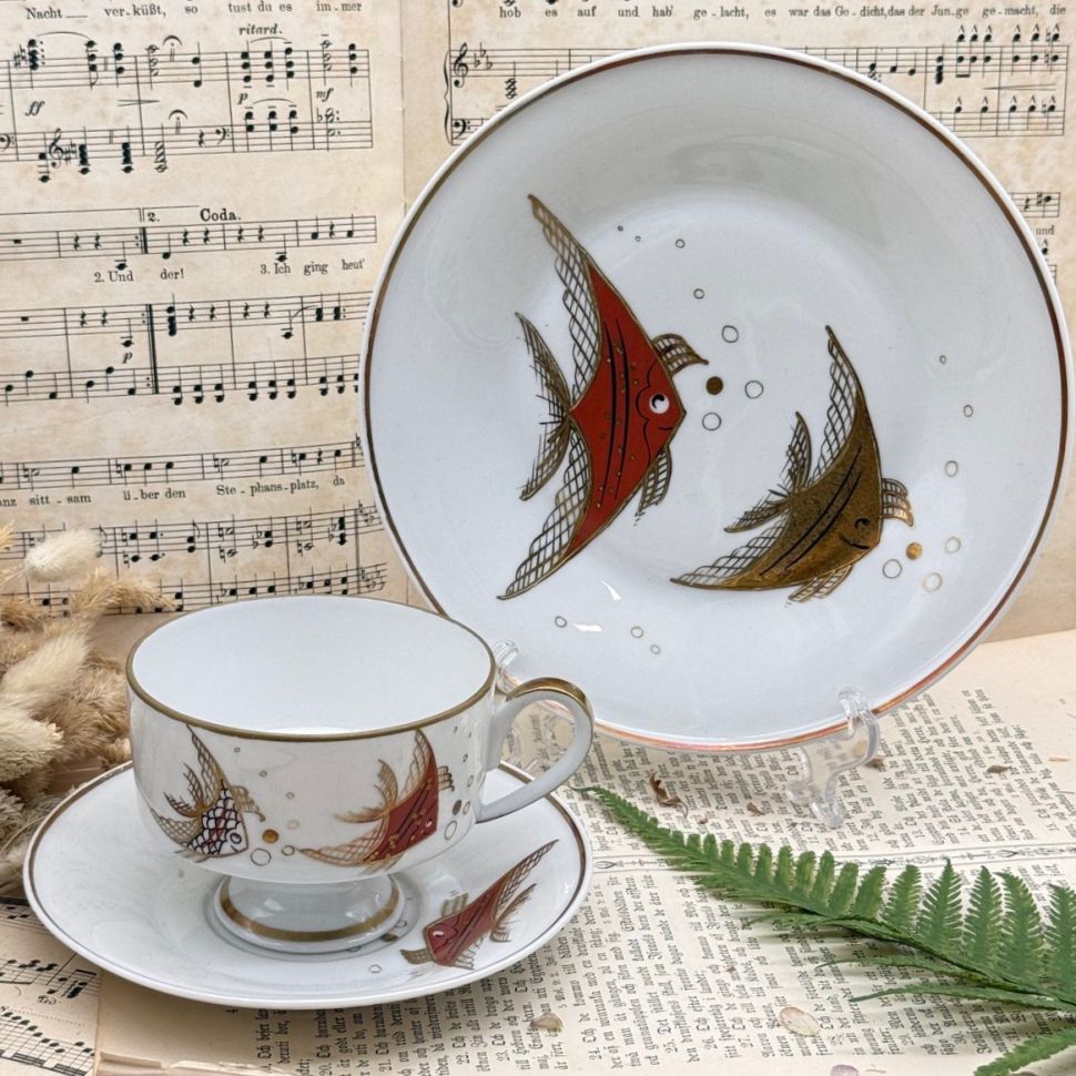 Чайное трио Wallendorf Рыбки 220 мл фарфор Германия 