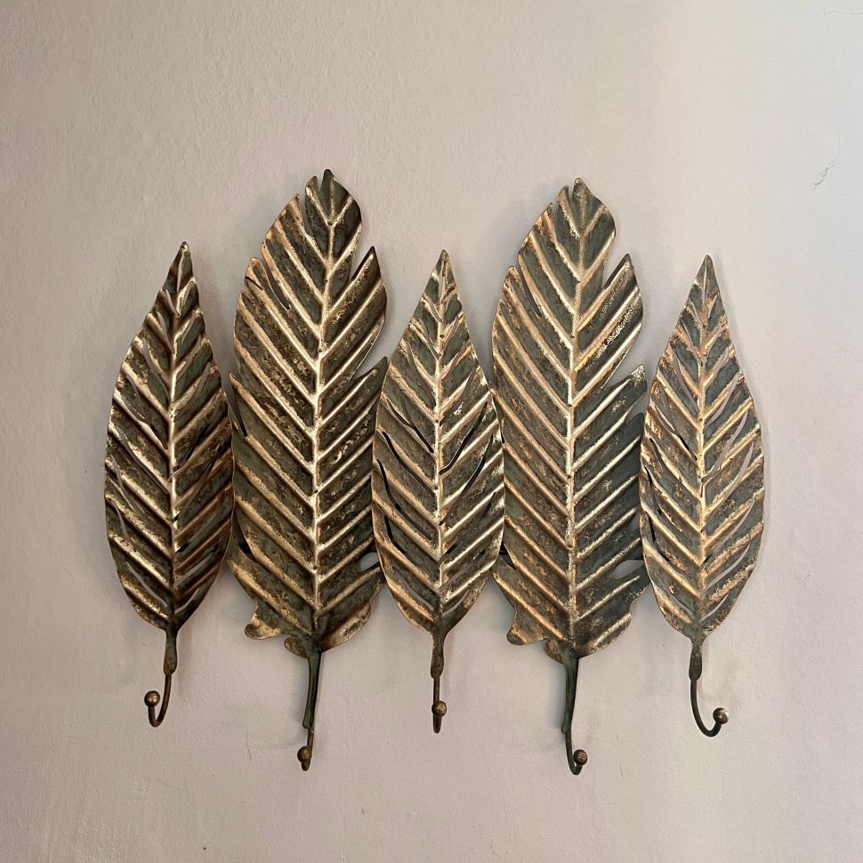 Вешалка настенная Листья 56 см металл
