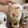 Ваза Franklin Porcelain The Alpine Butterfly Vase by John Wilkinson 30 см фарфор Япония 1982 г.