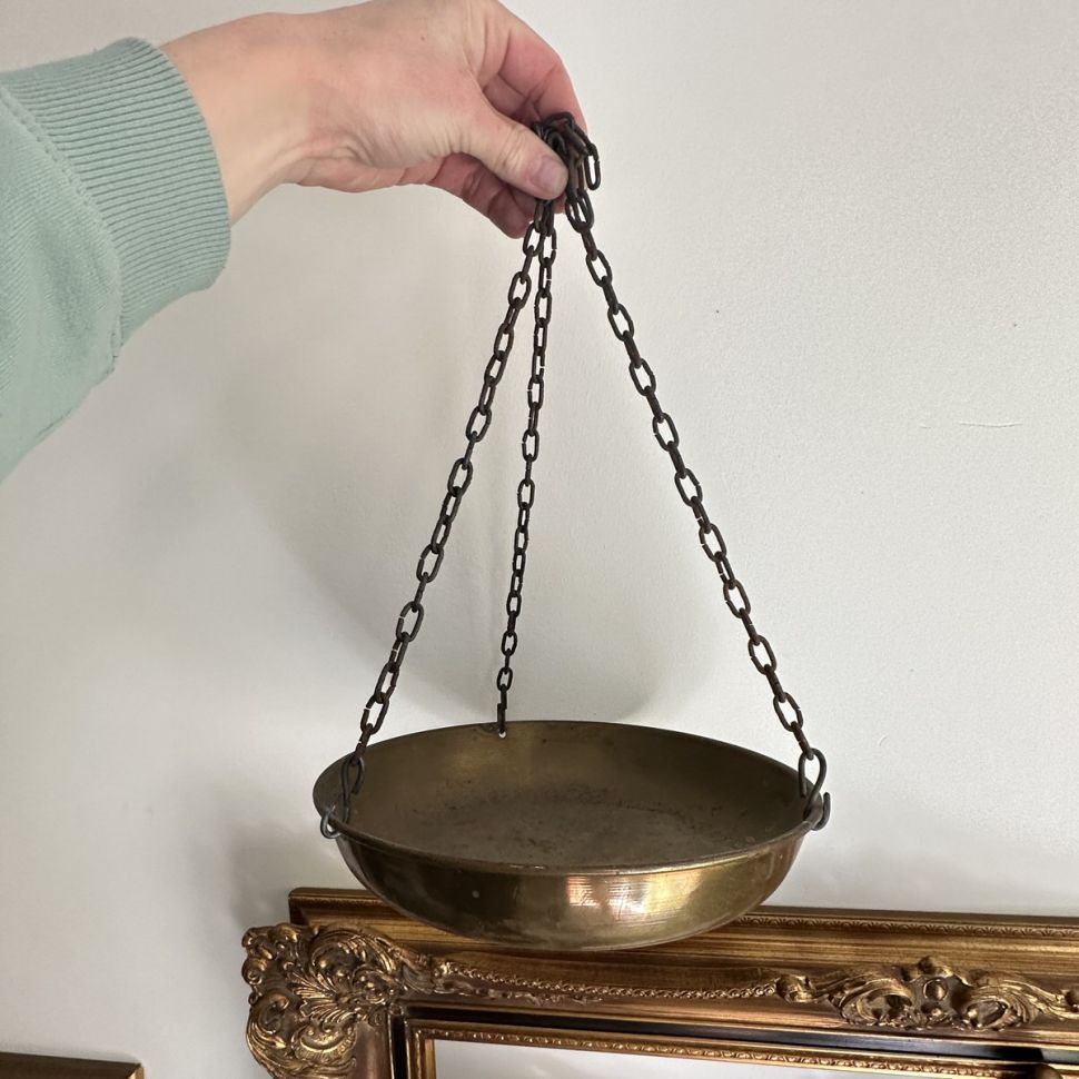 Чаша подвесная 22 см латунь на цепочке