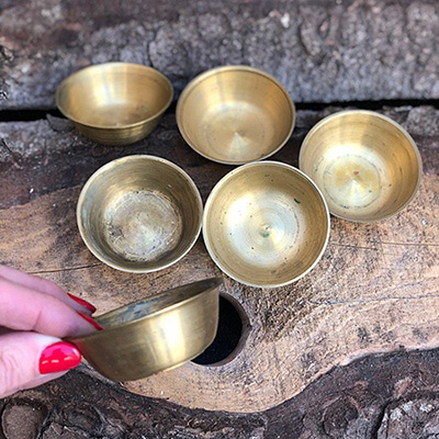 Миска малая, солонка латунная