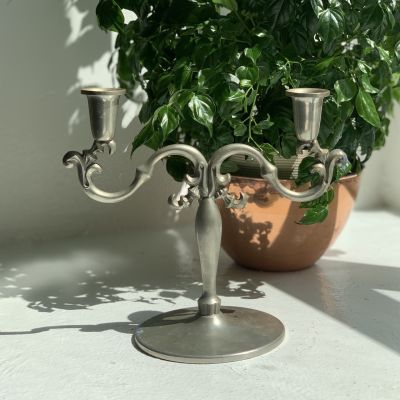 Подсвечник 20 см на две свечи олово