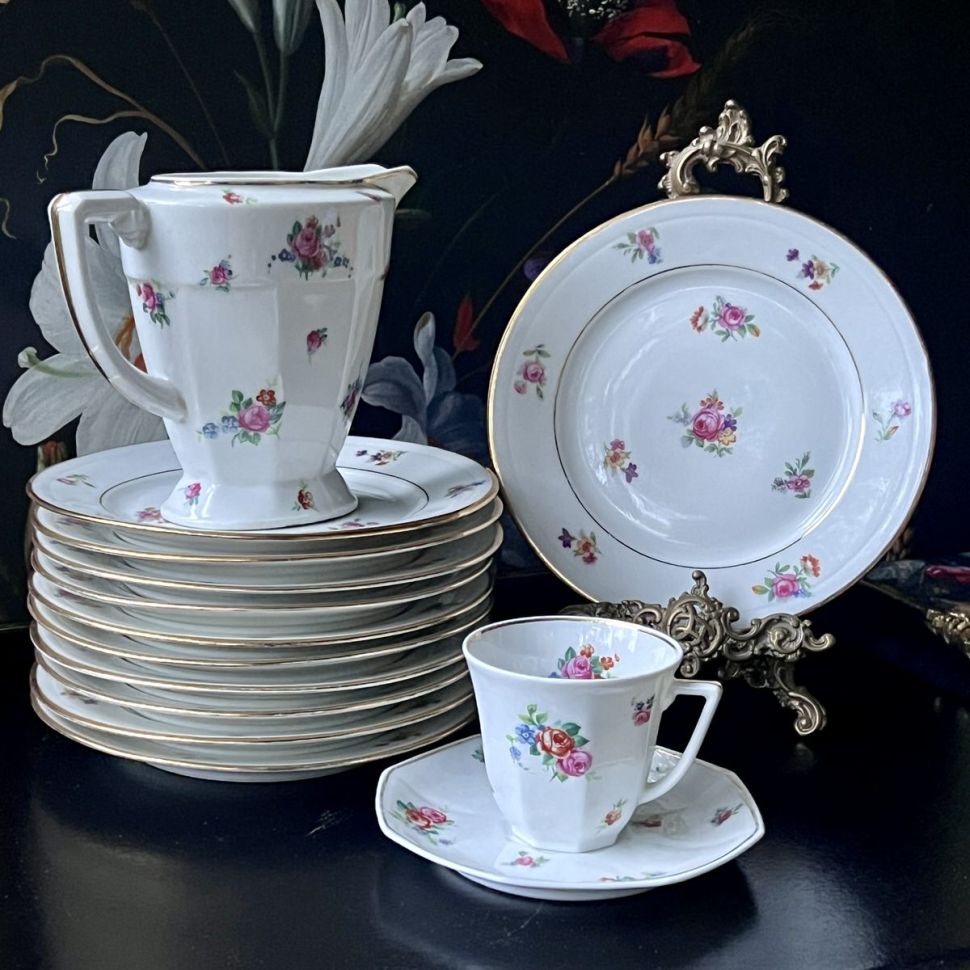 Молочник Limoges F.Legrand&Co Цветы Арнуво 350 мл Франция