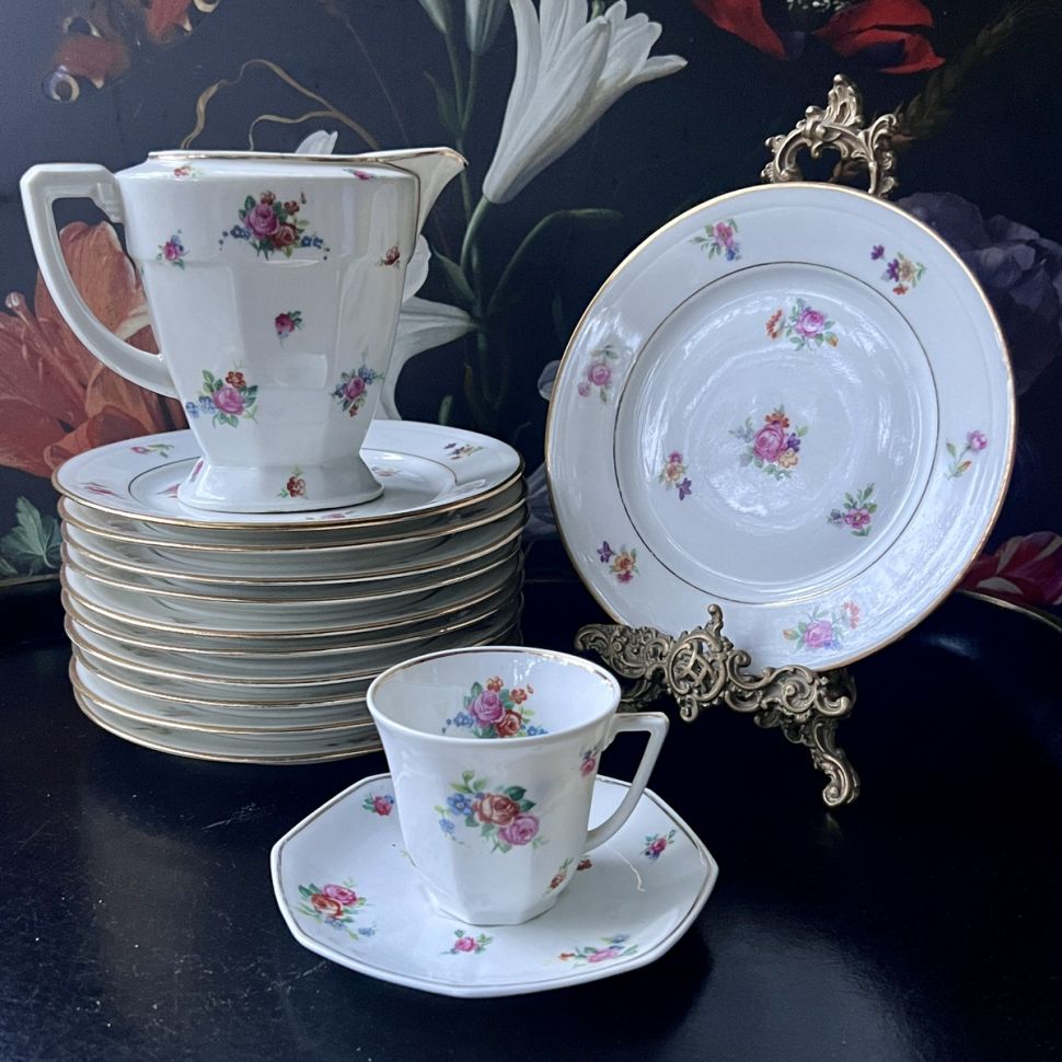 Молочник Limoges F.Legrand&Co Цветы Арнуво 350 мл Франция