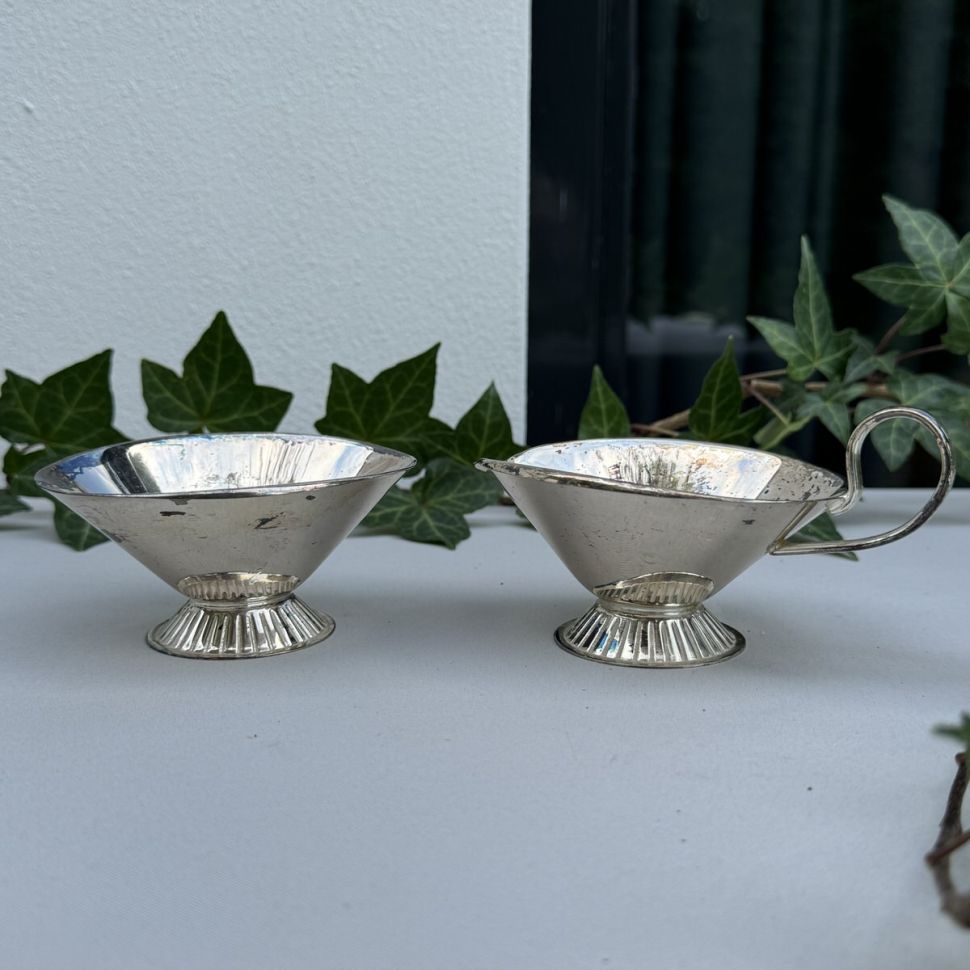 Сахарница и молочник  набор 2 шт. мельхиор 