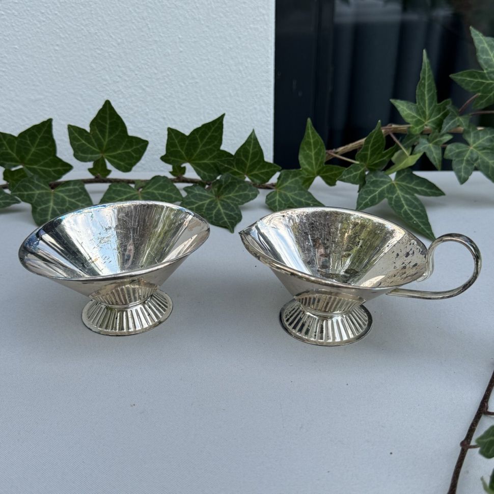 Сахарница и молочник  набор 2 шт. мельхиор 