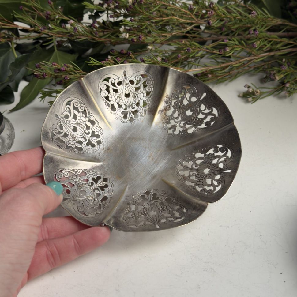 Блюдце Ажур 14 см серебрение