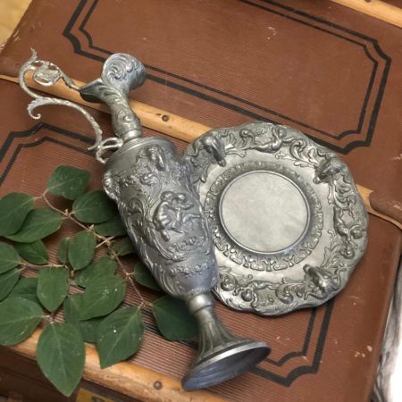 Кувшин 35 см, поднос-подставка 22 см, набор, олово
