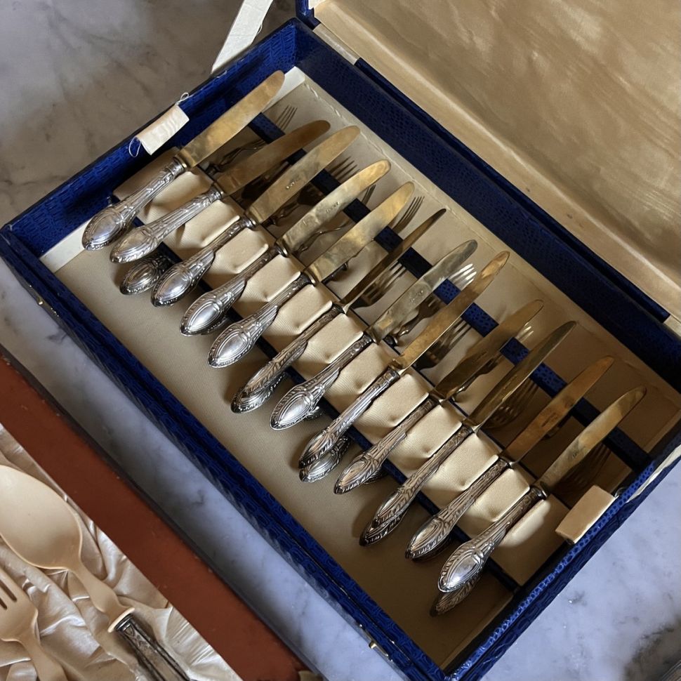 Вилка и нож десертные Solingen серебро 800 Германия 