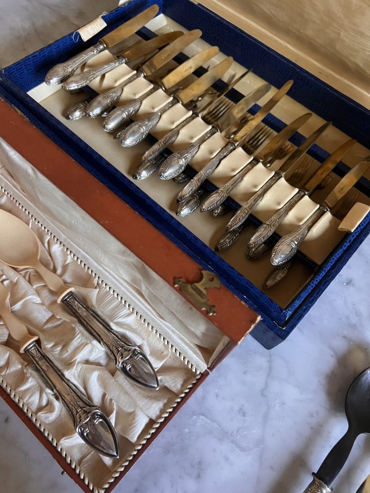 Вилка и нож десертные Solingen серебро 800 Германия 