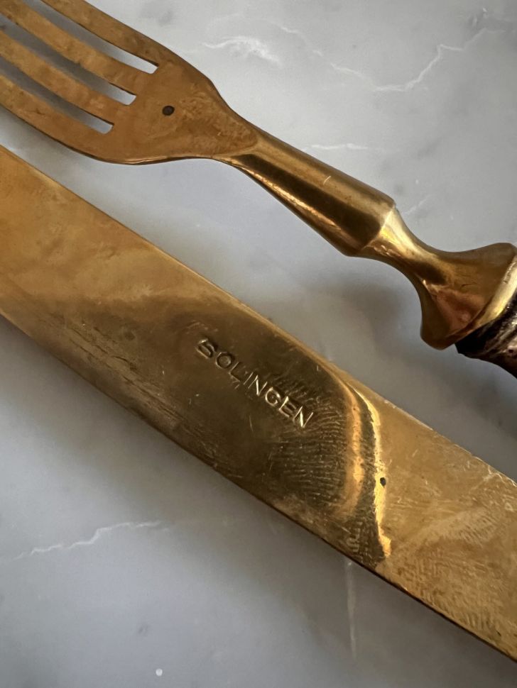 Вилка и нож десертные Solingen серебро 800 Германия 