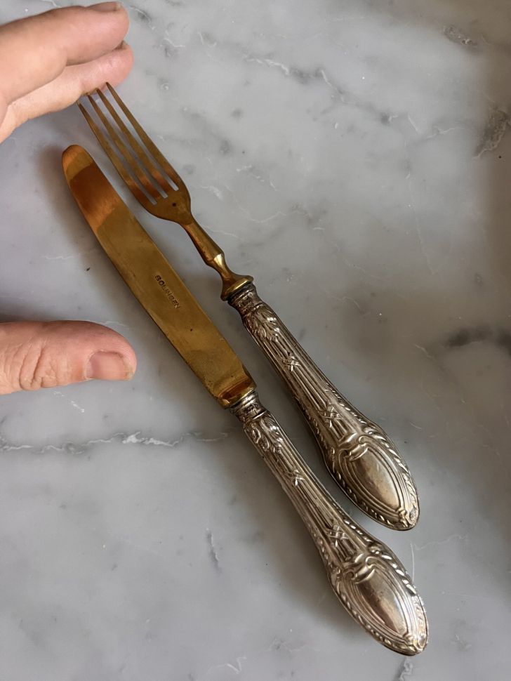 Вилка и нож десертные Solingen серебро 800 Германия 