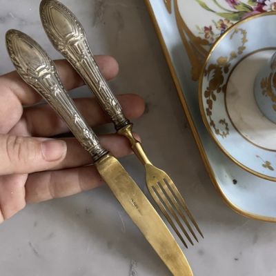 Вилка и нож десертные Solingen серебро 800 Германия 