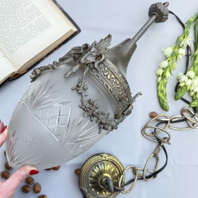 Люстра потолочная 112 см хрусталь латунь бронза 40-е гг