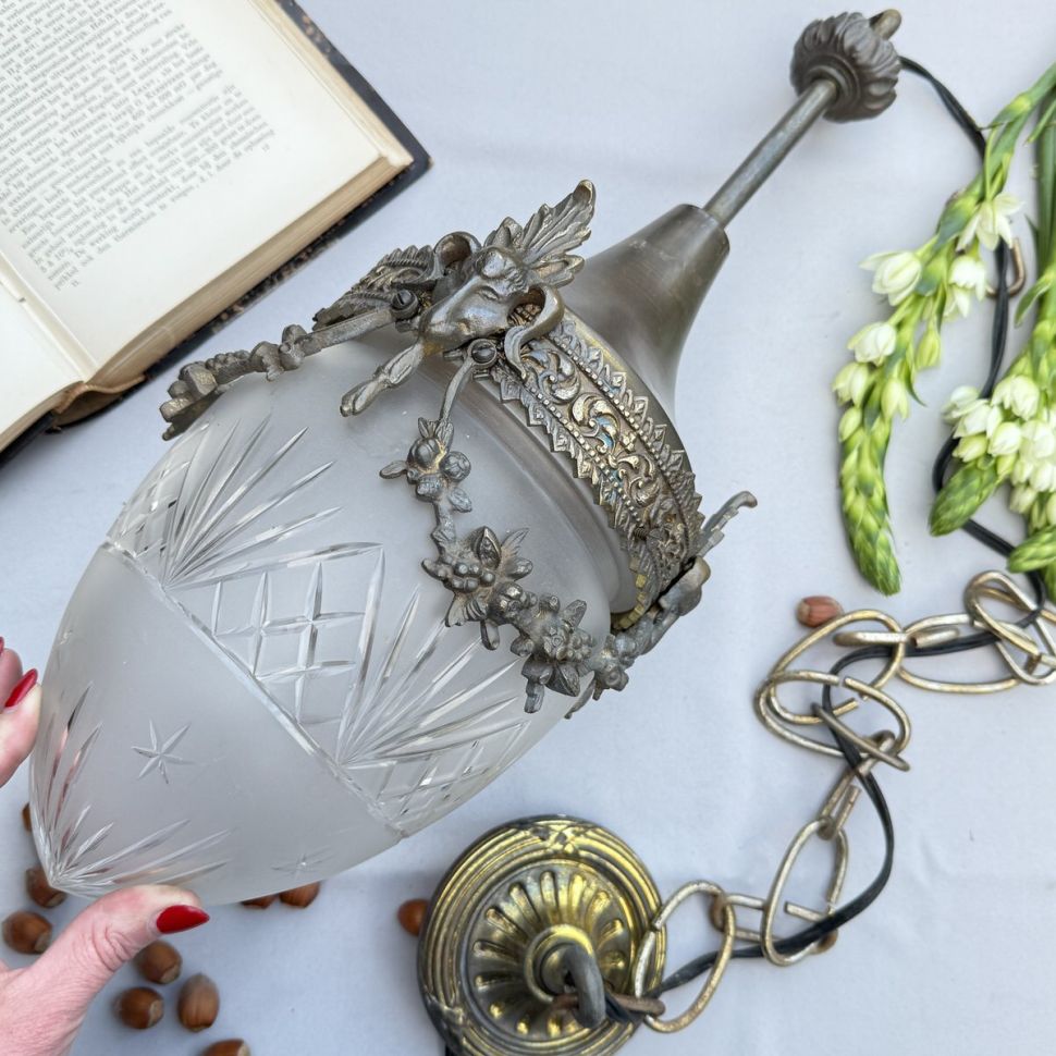 Люстра потолочная 112 см хрусталь латунь бронза 40-е гг