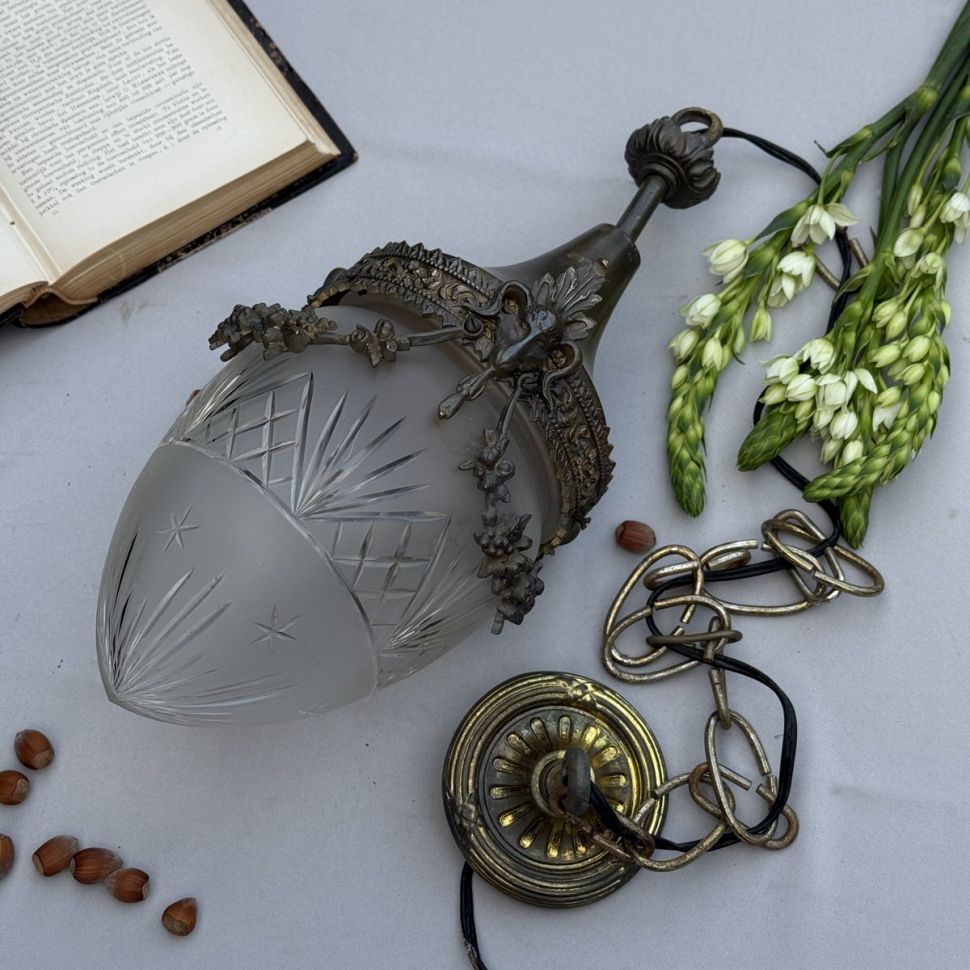 Люстра потолочная 112 см хрусталь латунь бронза 40-е гг