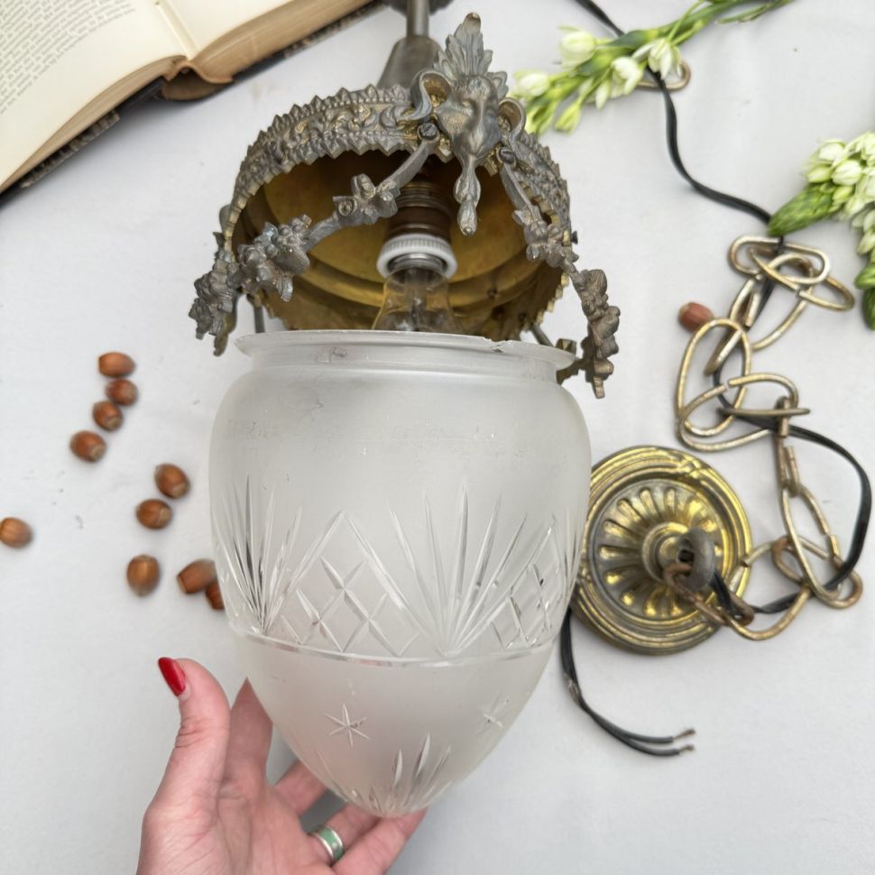 Люстра потолочная 112 см хрусталь латунь бронза 40-е гг