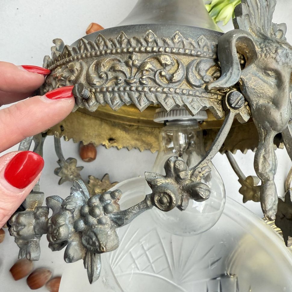 Люстра потолочная 112 см хрусталь латунь бронза 40-е гг