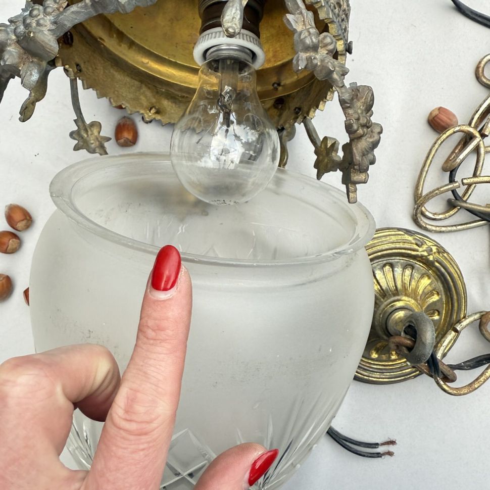 Люстра потолочная 112 см хрусталь латунь бронза 40-е гг