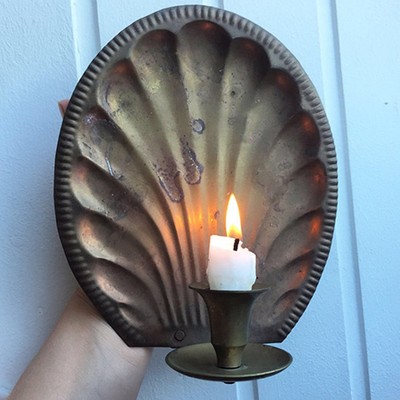 Подсвечник настенный латунный Раковина