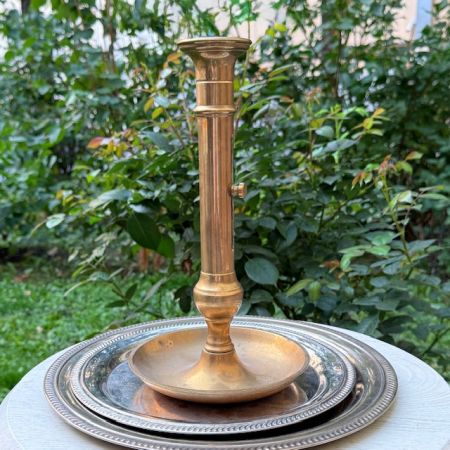 Подсвечник на блюде с подъемным механизмом 30 см латунь Франция