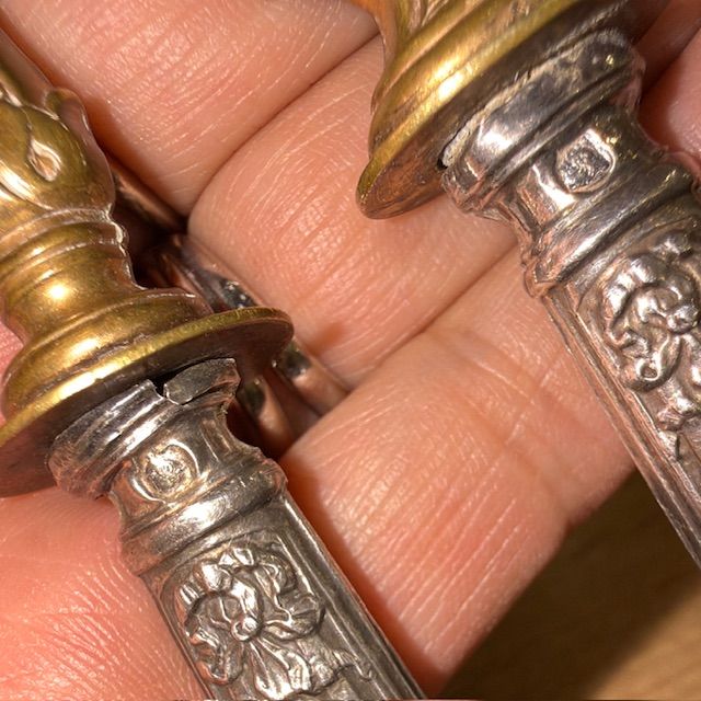 Набор для десерта 2 предмета серебро латунь Франция 