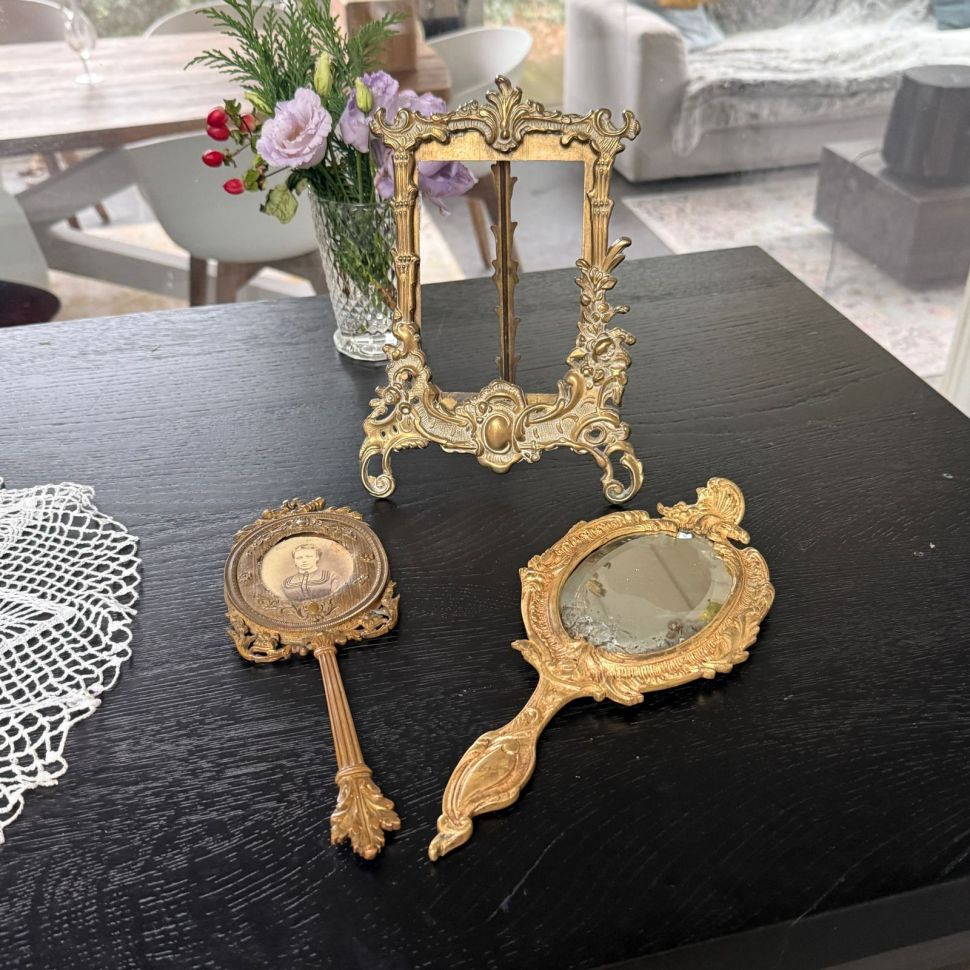 Зеркало ручное Неоклассицизм 25 см латунь