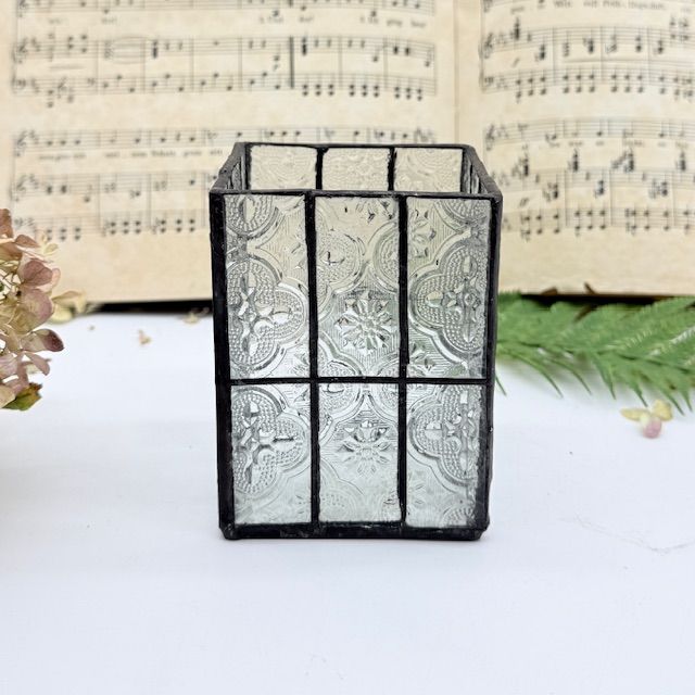 Подсвечник Витраж 10 см стекло олово