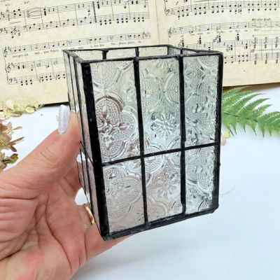 Подсвечник Витраж 10 см стекло олово