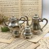 Чайник кофейник сахарница молочник серебрение набор 4 предмета Ар-деко